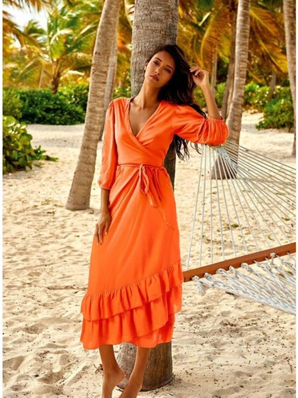 NWT MELISSA ODABASH Linsay Ruffled Cotton-Voile Midi Rap Dress/Cover- Up Size Sm
